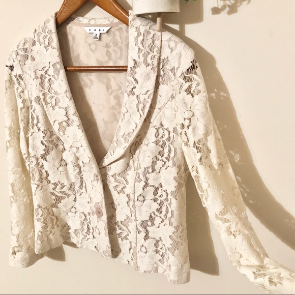 🔥SOLD ON MERCARI🔥 Cotton Lace Blazer CAbi - Cottagecore Academia Spring - Picture 6 of 9